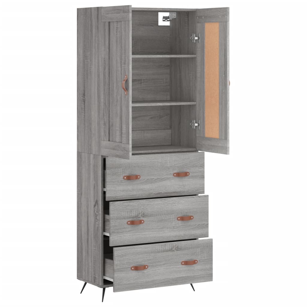 Buffet haut Sonoma gris 69,5x34x180 cm Bois d'ingénierie - XIOS