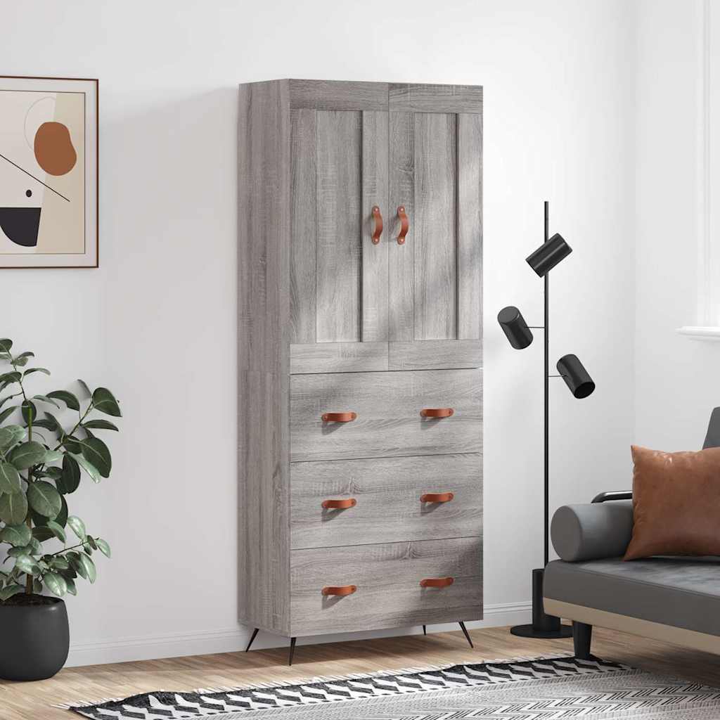 Buffet haut Sonoma gris 69,5x34x180 cm Bois d'ingénierie - XIOS