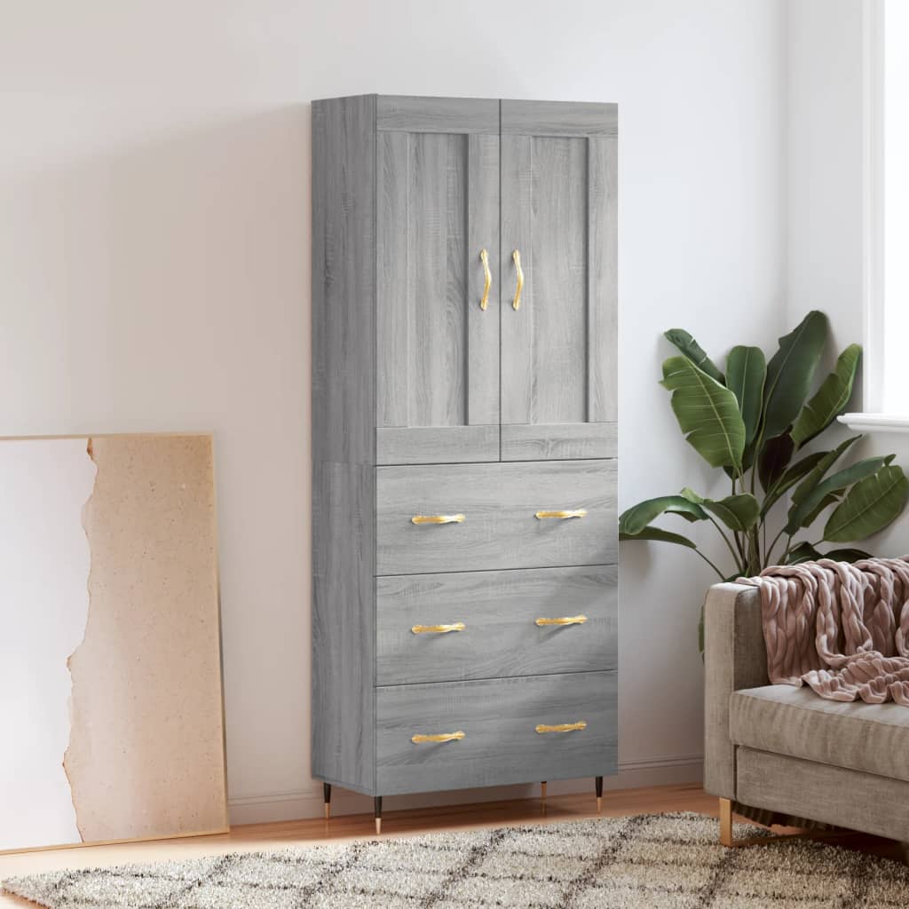 Buffet haut Sonoma gris 69,5x34x180 cm Bois d'ingénierie - XIOS