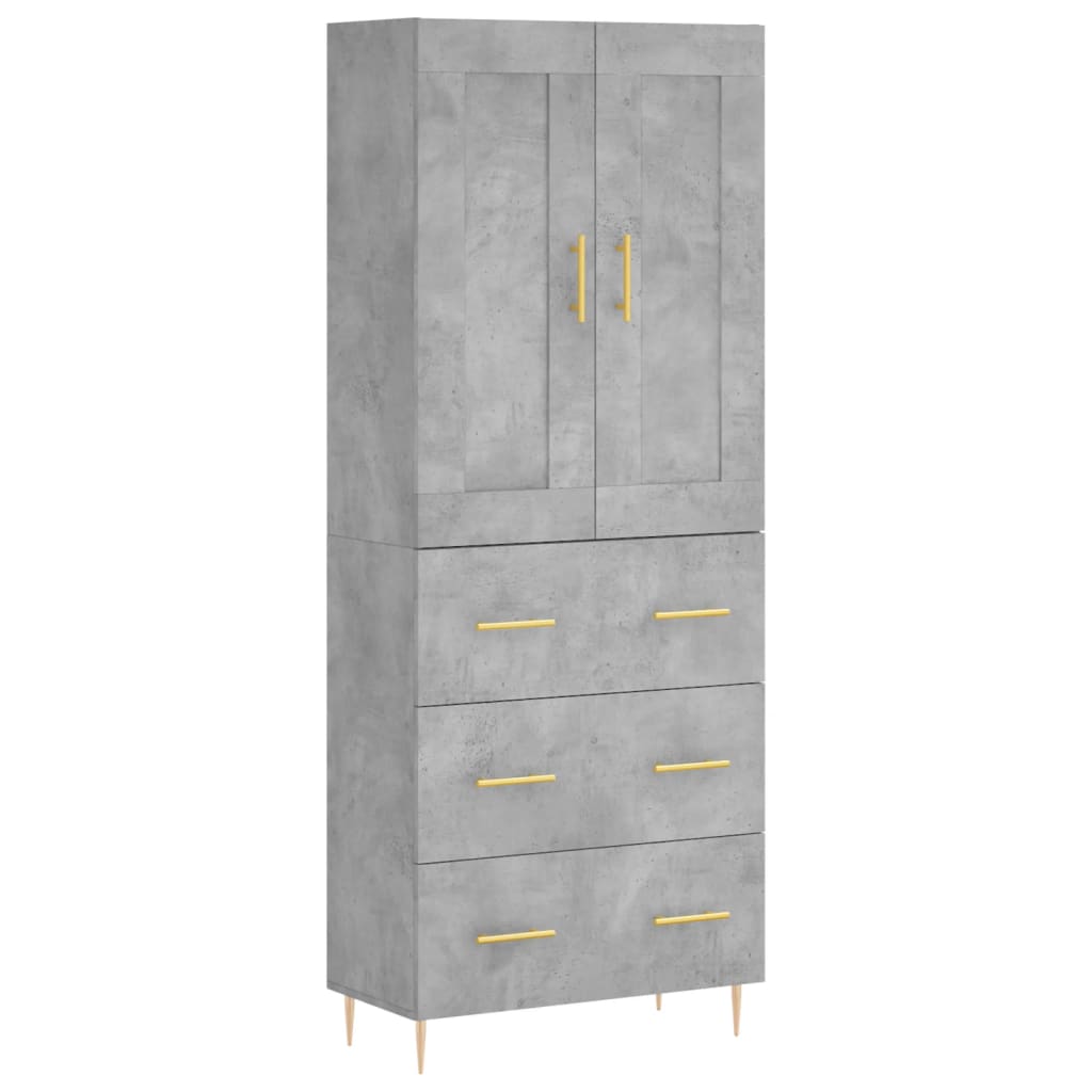 Buffet haut Gris béton 69,5x34x180 cm Bois d'ingénierie - XIOS