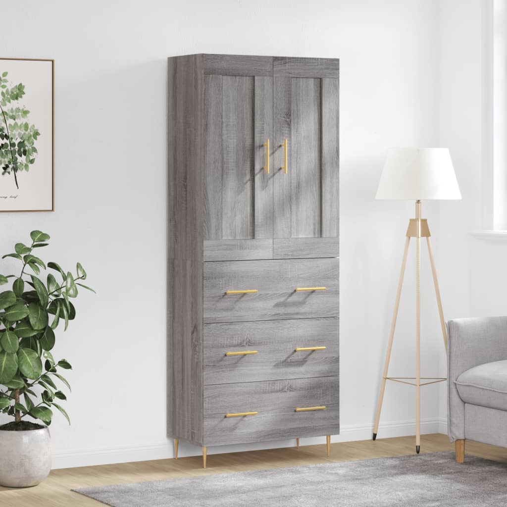 Buffet haut Sonoma gris 69,5x34x180 cm Bois d'ingénierie - XIOS