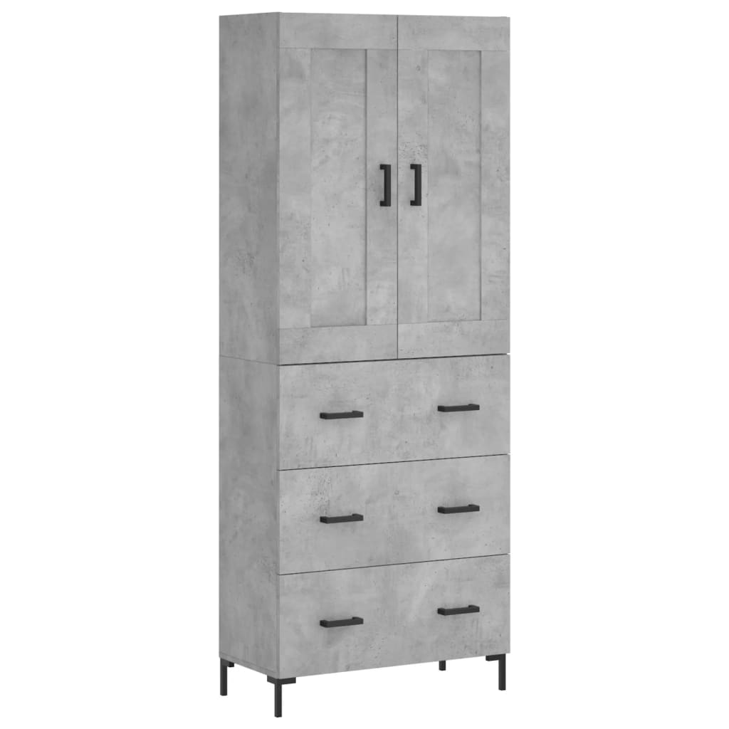 Buffet haut Gris béton 69,5x34x180 cm Bois d'ingénierie - XIOS