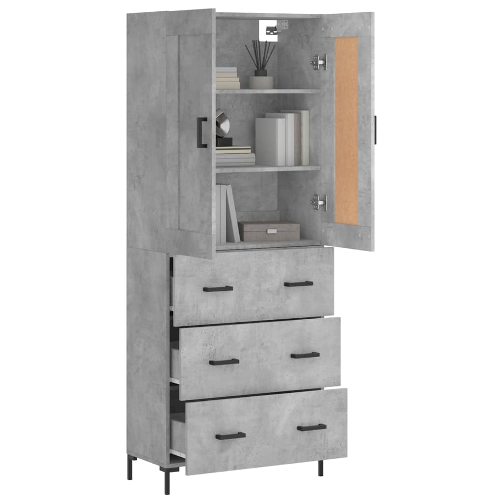 Buffet haut Gris béton 69,5x34x180 cm Bois d'ingénierie - XIOS