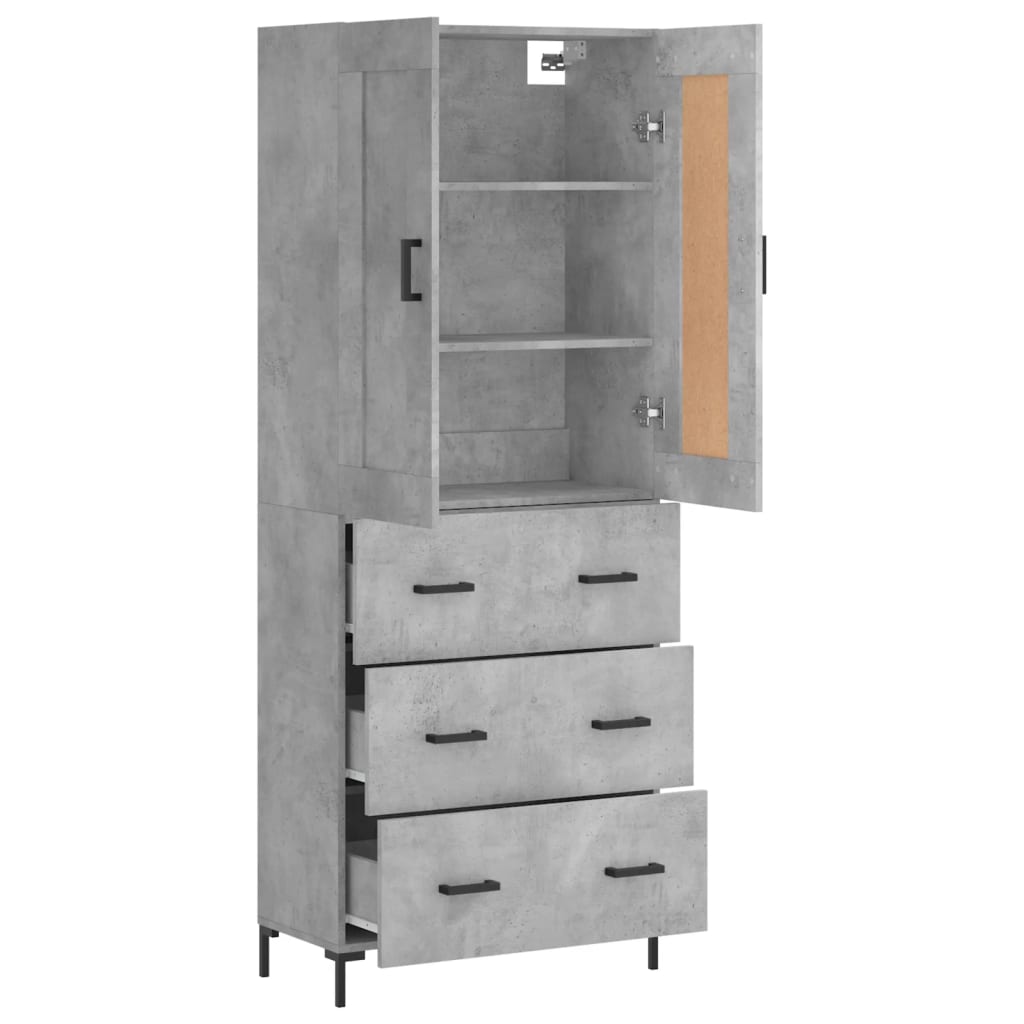 Buffet haut Gris béton 69,5x34x180 cm Bois d'ingénierie - XIOS