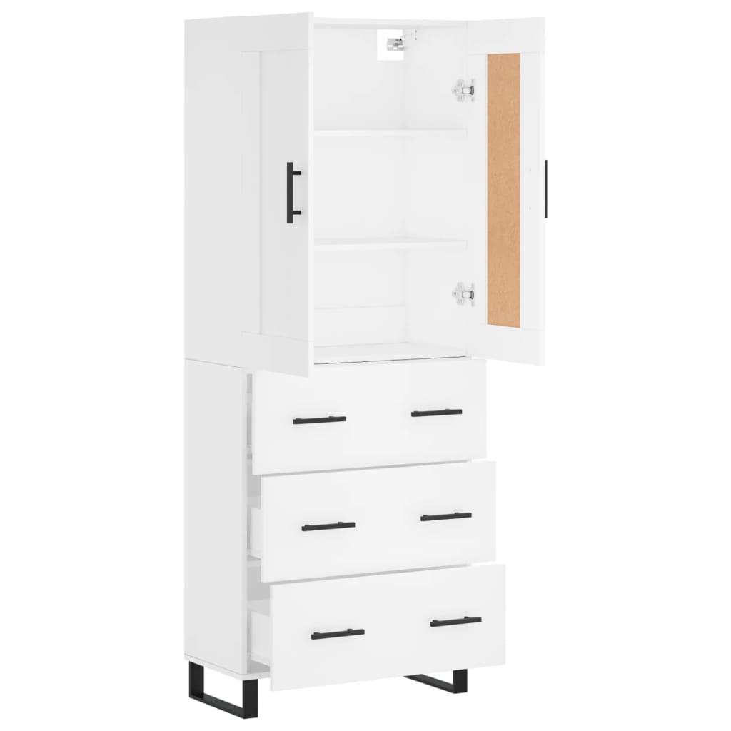 Buffet haut Blanc 69,5x34x180 cm Bois d'ingénierie