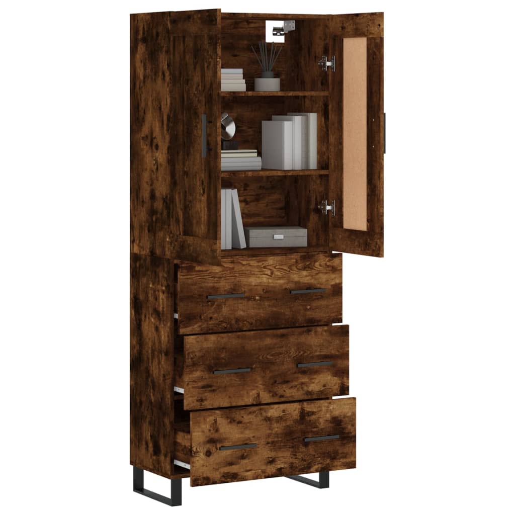 Buffet haut Chêne fumé 69,5x34x180 cm Bois d'ingénierie - XIOS