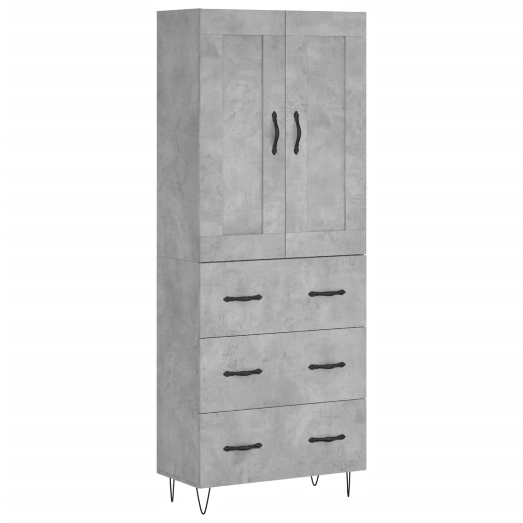 Buffet haut Gris béton 69,5x34x180 cm Bois d'ingénierie - XIOS