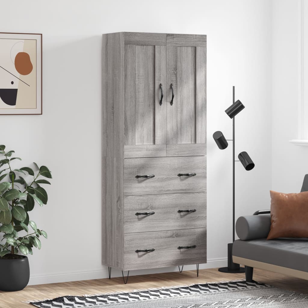 Buffet haut Sonoma gris 69,5x34x180 cm Bois d'ingénierie - XIOS