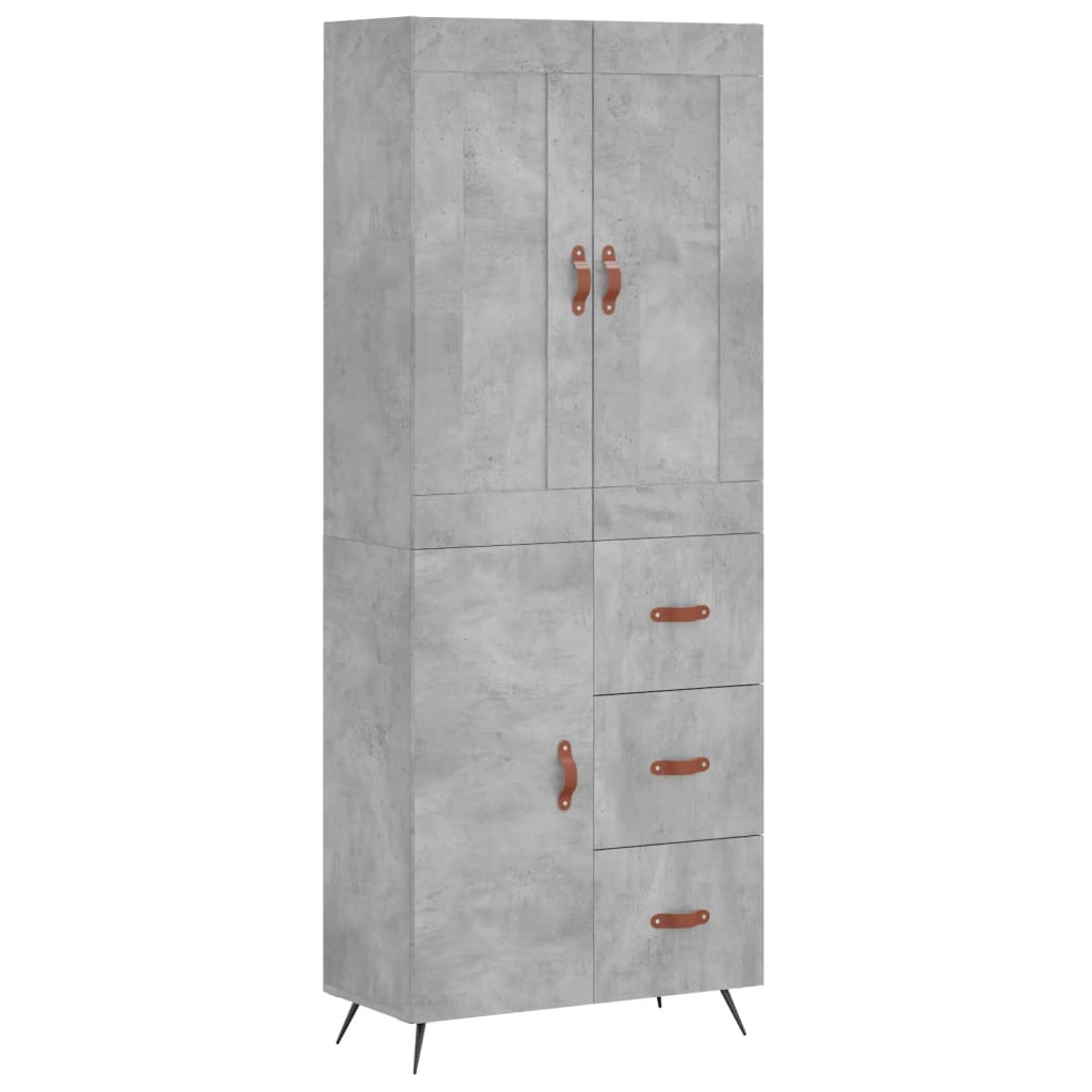 Buffet haut Gris béton 69,5x34x180 cm Bois d'ingénierie - XIOS