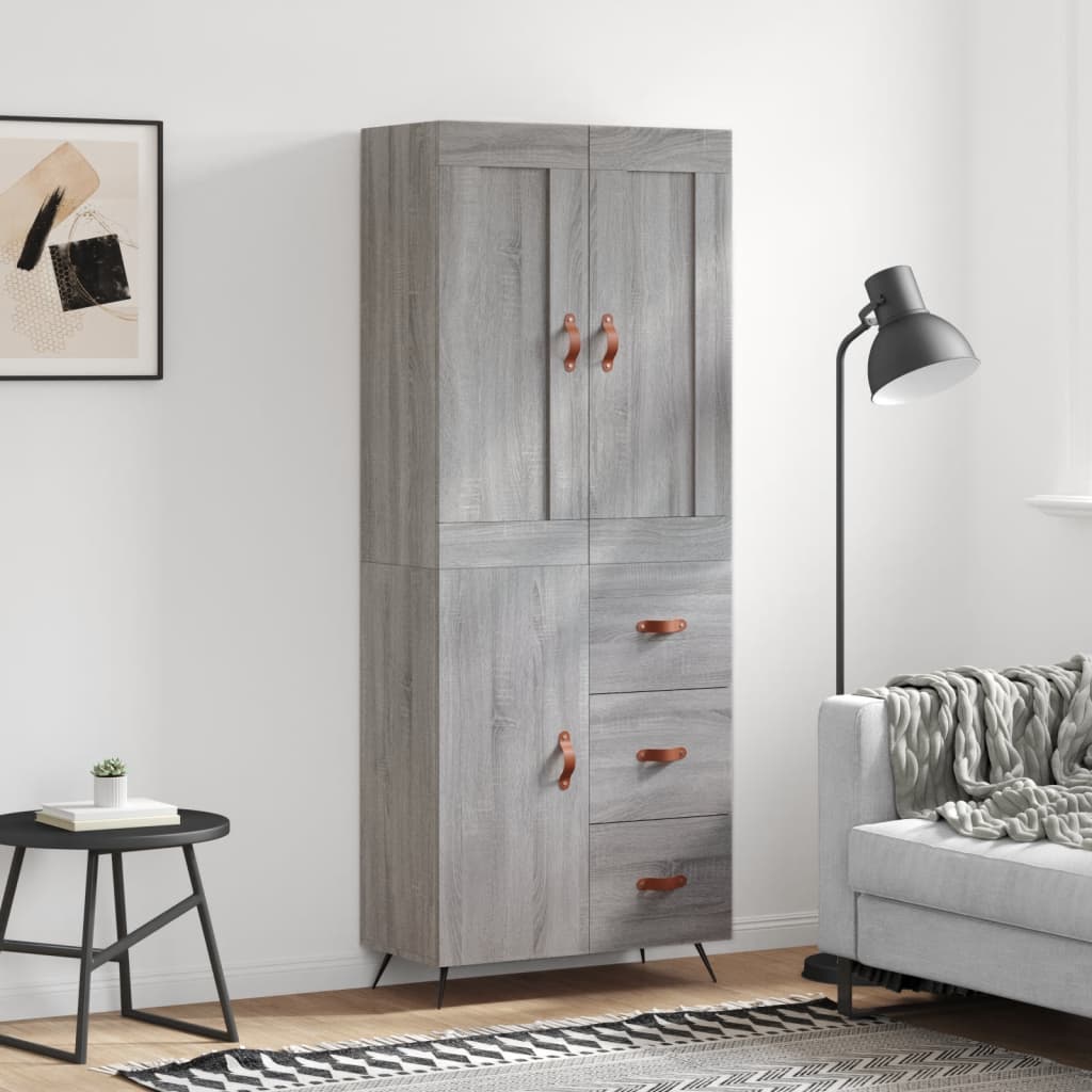 Buffet haut Sonoma gris 69,5x34x180 cm Bois d'ingénierie - XIOS
