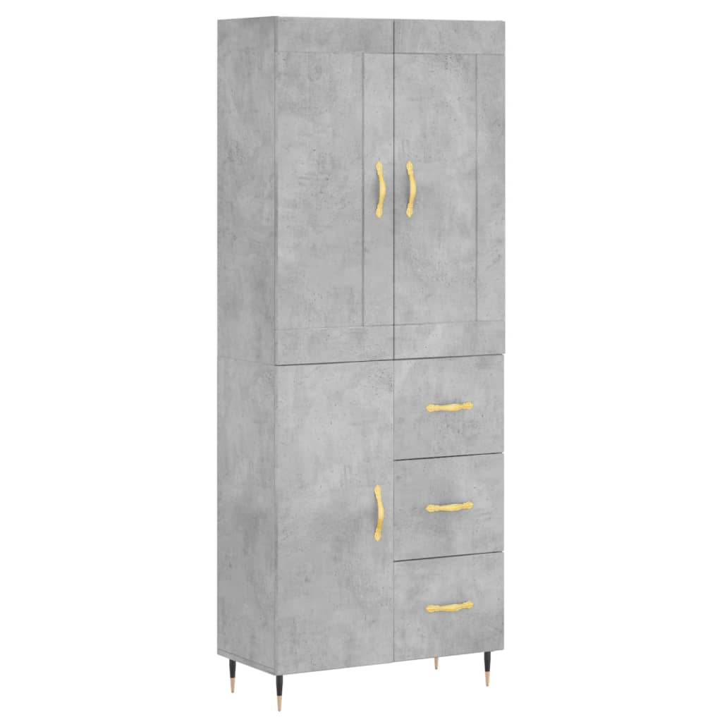 Buffet haut Gris béton 69,5x34x180 cm Bois d'ingénierie - XIOS