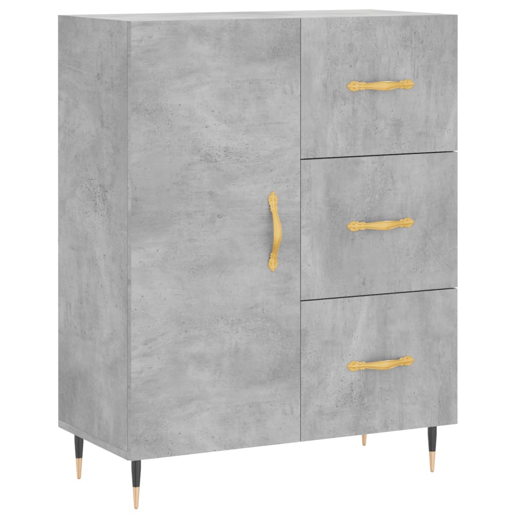Buffet haut Gris béton 69,5x34x180 cm Bois d'ingénierie - XIOS