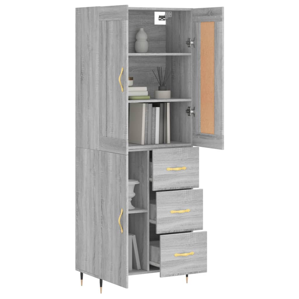 Buffet haut Sonoma gris 69,5x34x180 cm Bois d'ingénierie - XIOS