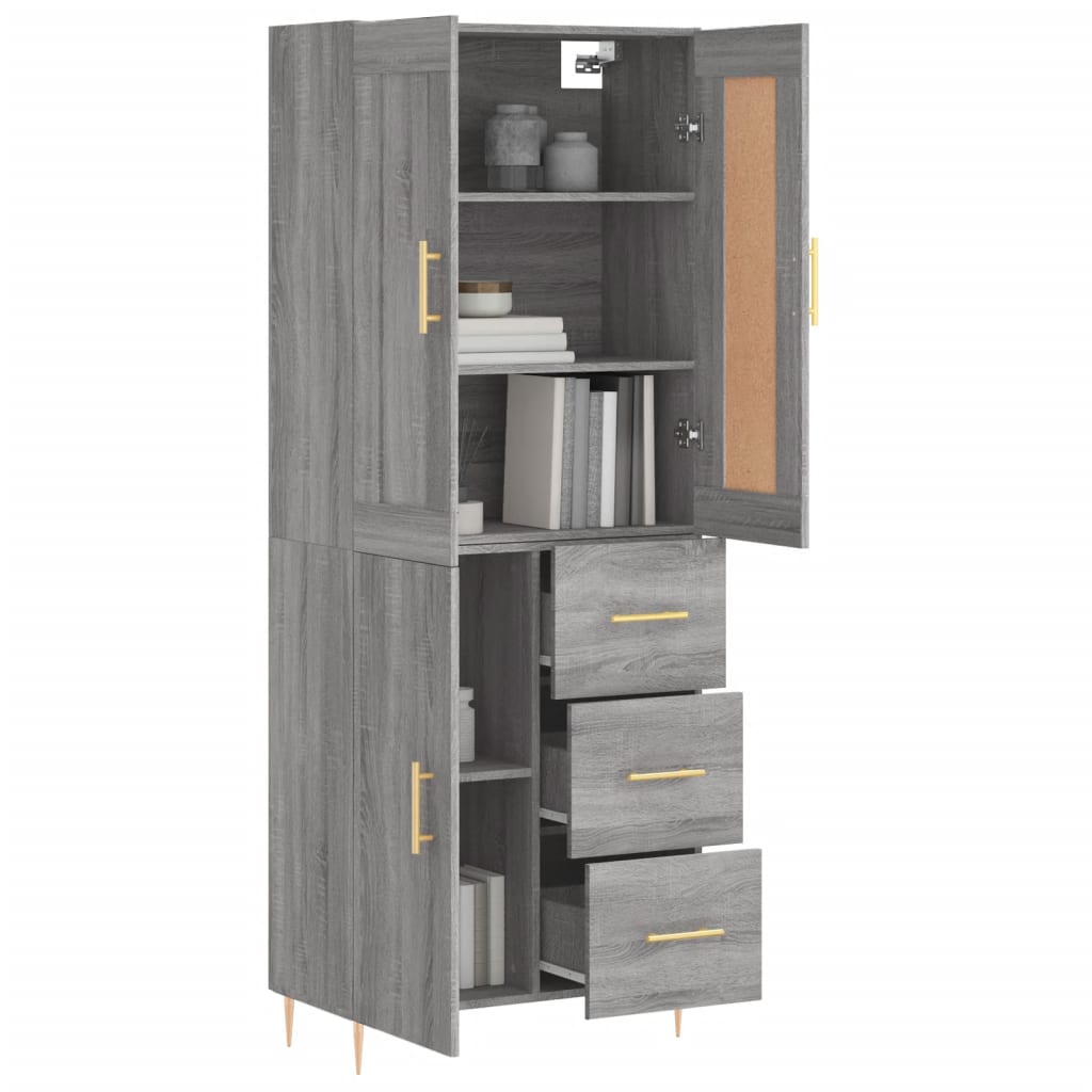 Buffet haut Sonoma gris 69,5x34x180 cm Bois d'ingénierie - XIOS
