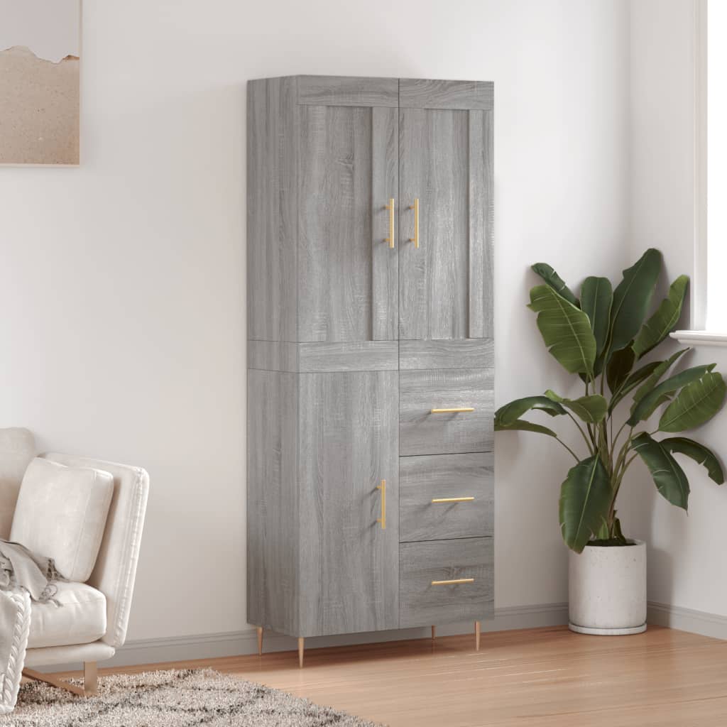 Buffet haut Sonoma gris 69,5x34x180 cm Bois d'ingénierie - XIOS
