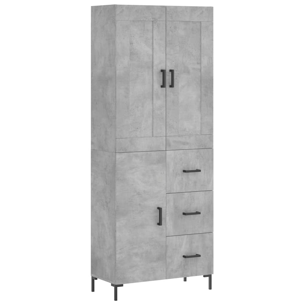 Buffet haut Gris béton 69,5x34x180 cm Bois d'ingénierie - XIOS