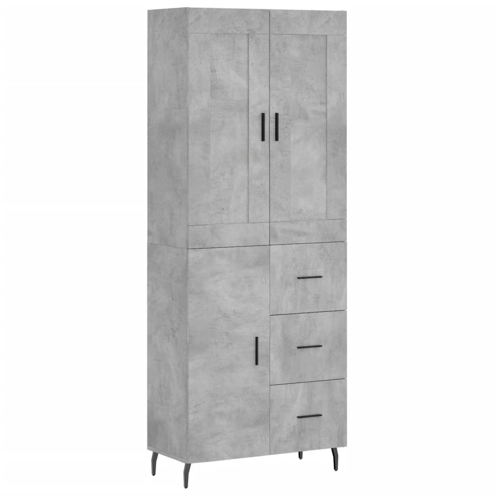 Buffet haut Gris béton 69,5x34x180 cm Bois d'ingénierie - XIOS