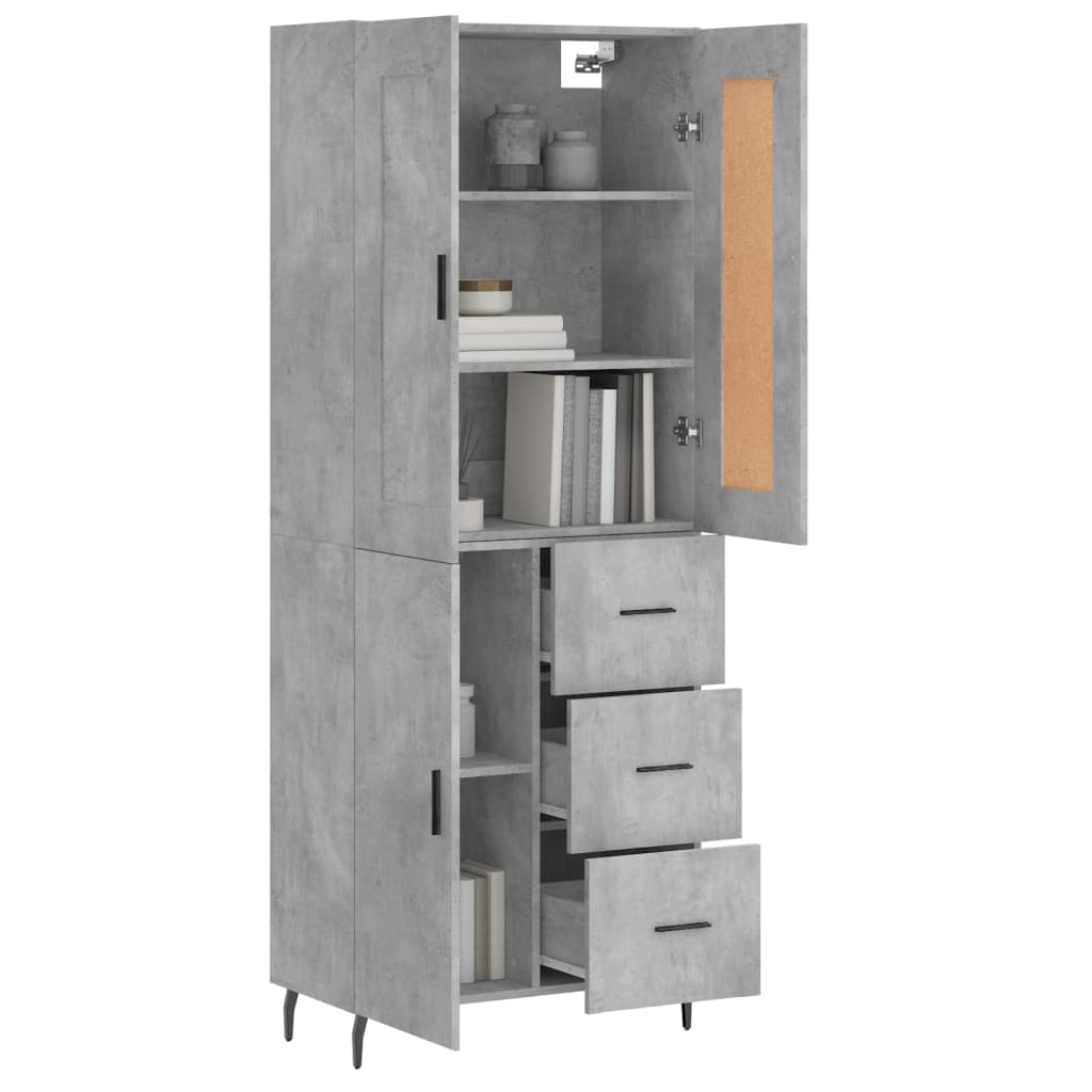 Buffet haut Gris béton 69,5x34x180 cm Bois d'ingénierie - XIOS