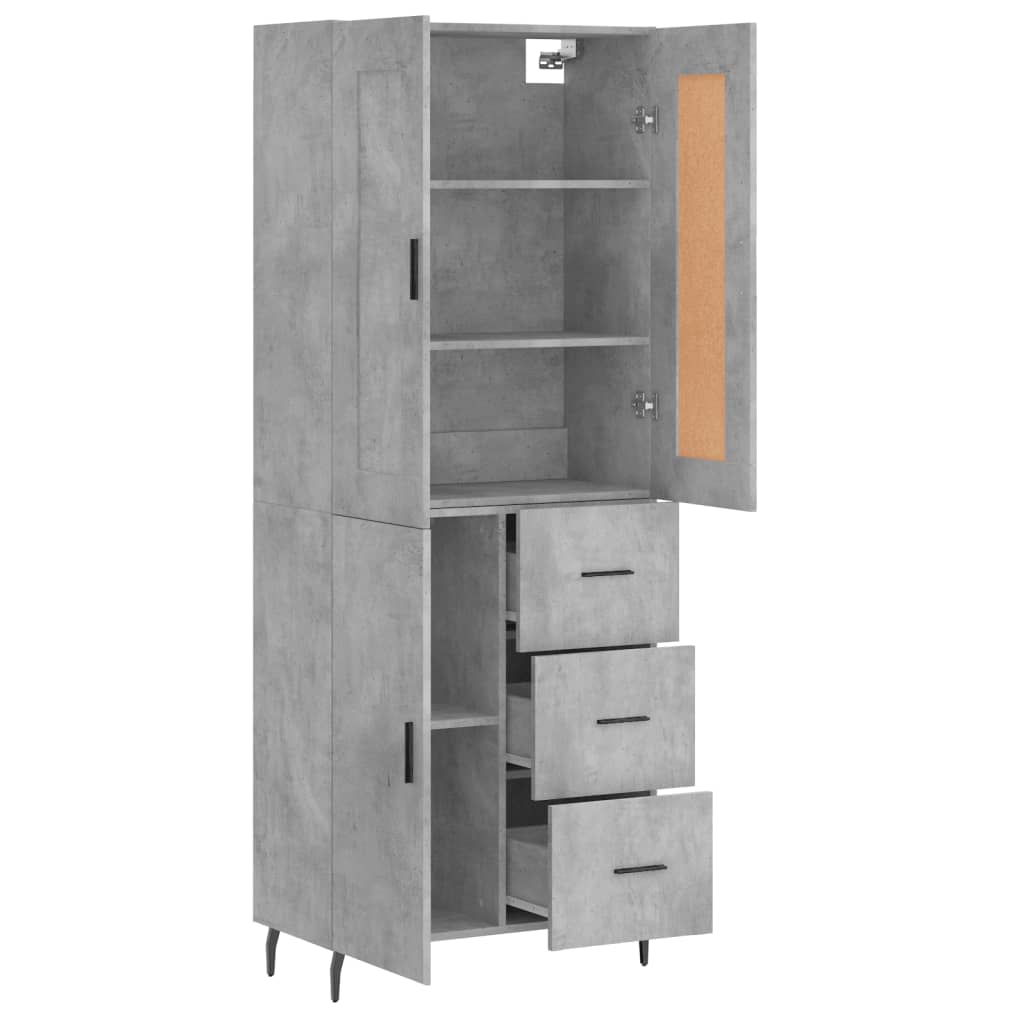 Buffet haut Gris béton 69,5x34x180 cm Bois d'ingénierie - XIOS