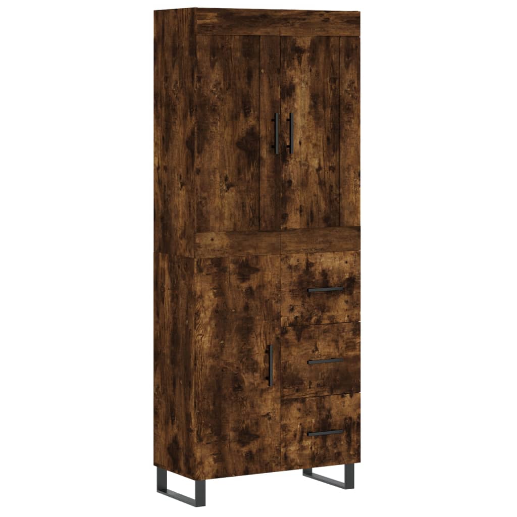 Buffet haut Chêne fumé 69,5x34x180 cm Bois d'ingénierie