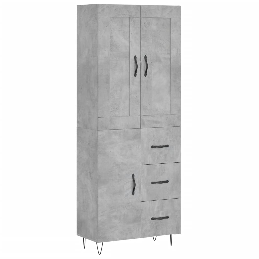 Buffet haut Gris béton 69,5x34x180 cm Bois d'ingénierie - XIOS