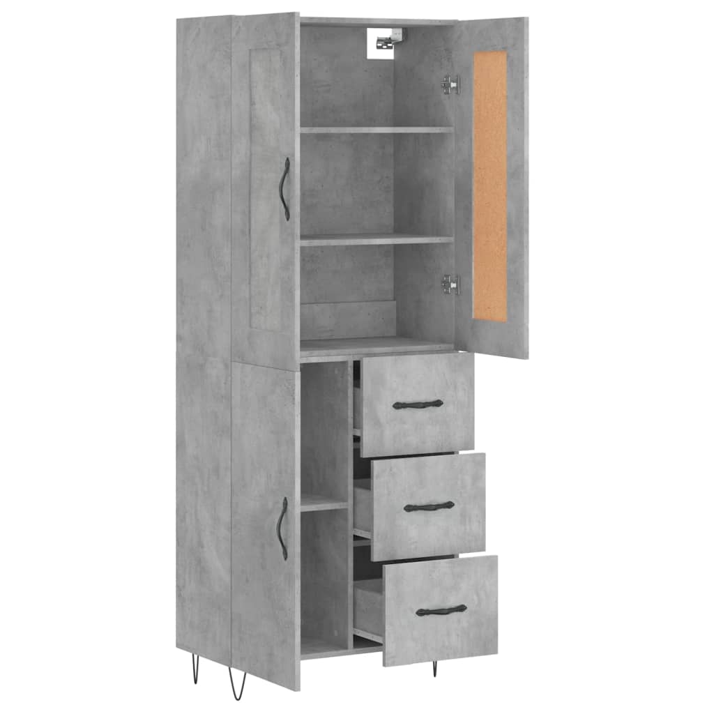 Buffet haut Gris béton 69,5x34x180 cm Bois d'ingénierie - XIOS