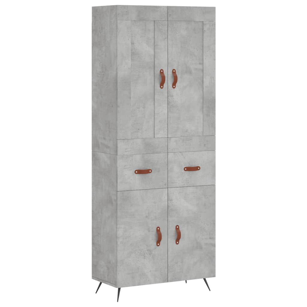 Buffet haut Gris béton 69,5x34x180 cm Bois d'ingénierie - XIOS