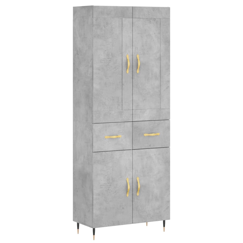 Buffet haut Gris béton 69,5x34x180 cm Bois d'ingénierie - XIOS