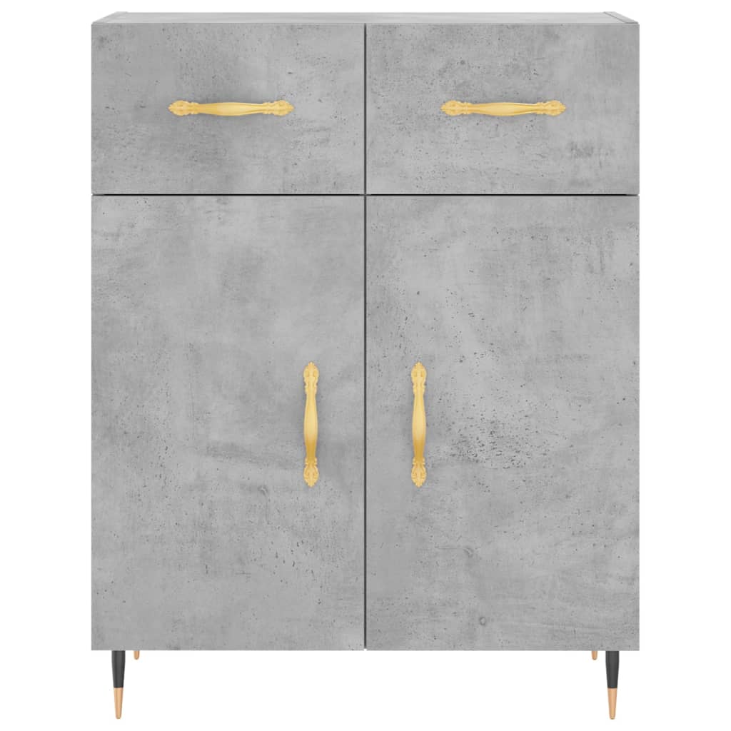 Buffet haut Gris béton 69,5x34x180 cm Bois d'ingénierie - XIOS