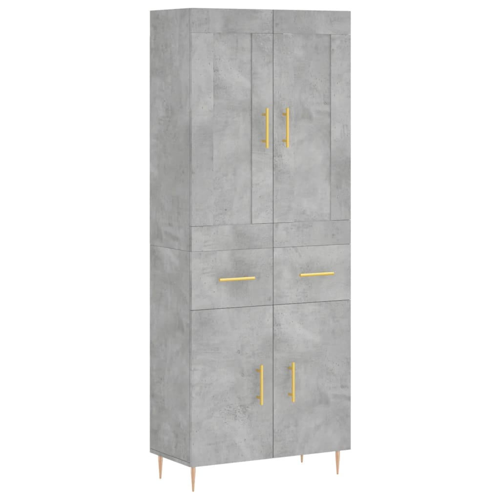 Buffet haut Gris béton 69,5x34x180 cm Bois d'ingénierie - XIOS