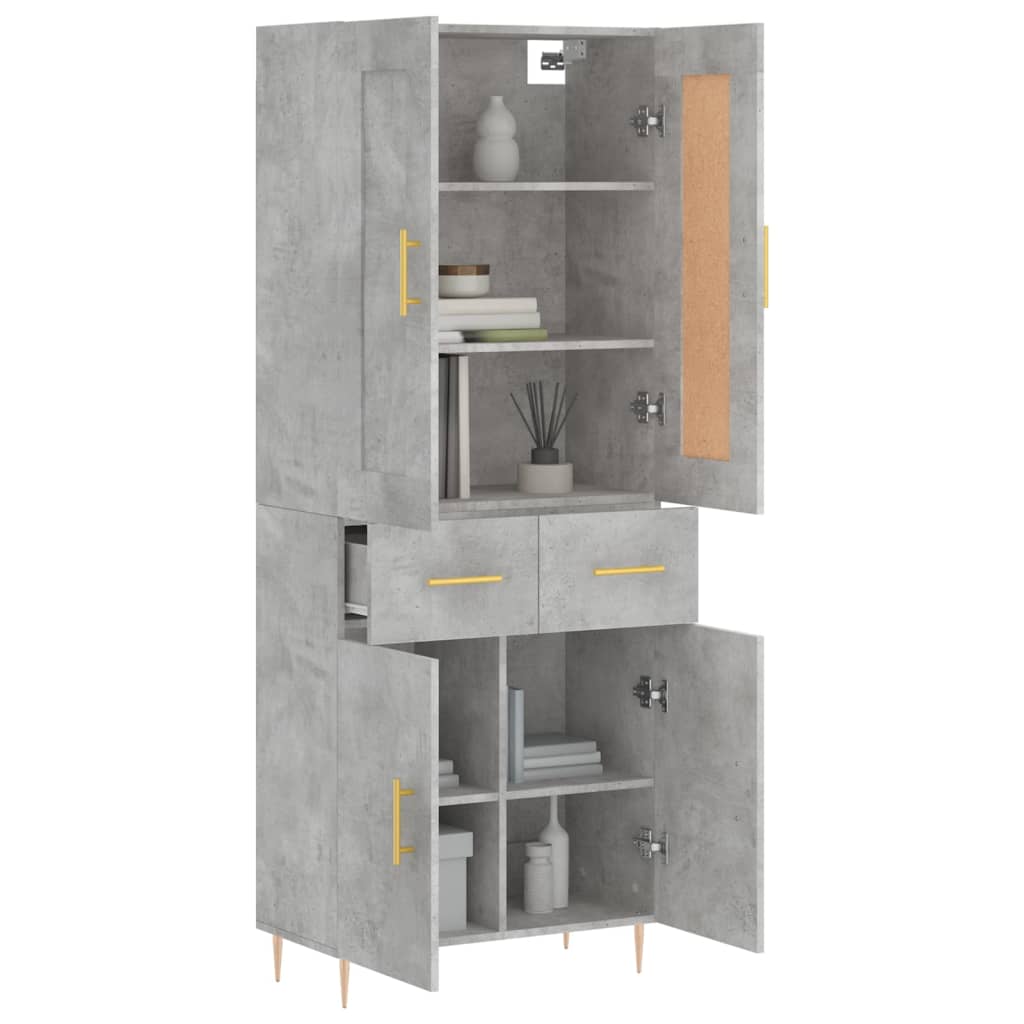 Buffet haut Gris béton 69,5x34x180 cm Bois d'ingénierie - XIOS