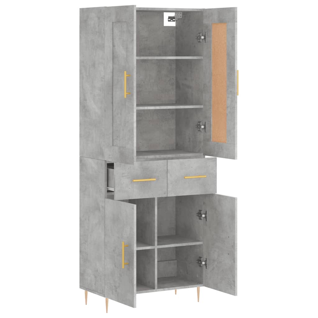 Buffet haut Gris béton 69,5x34x180 cm Bois d'ingénierie - XIOS