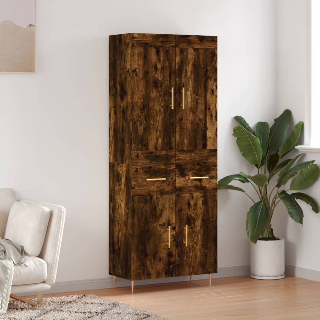 Buffet haut Chêne fumé 69,5x34x180 cm Bois d'ingénierie - XIOS
