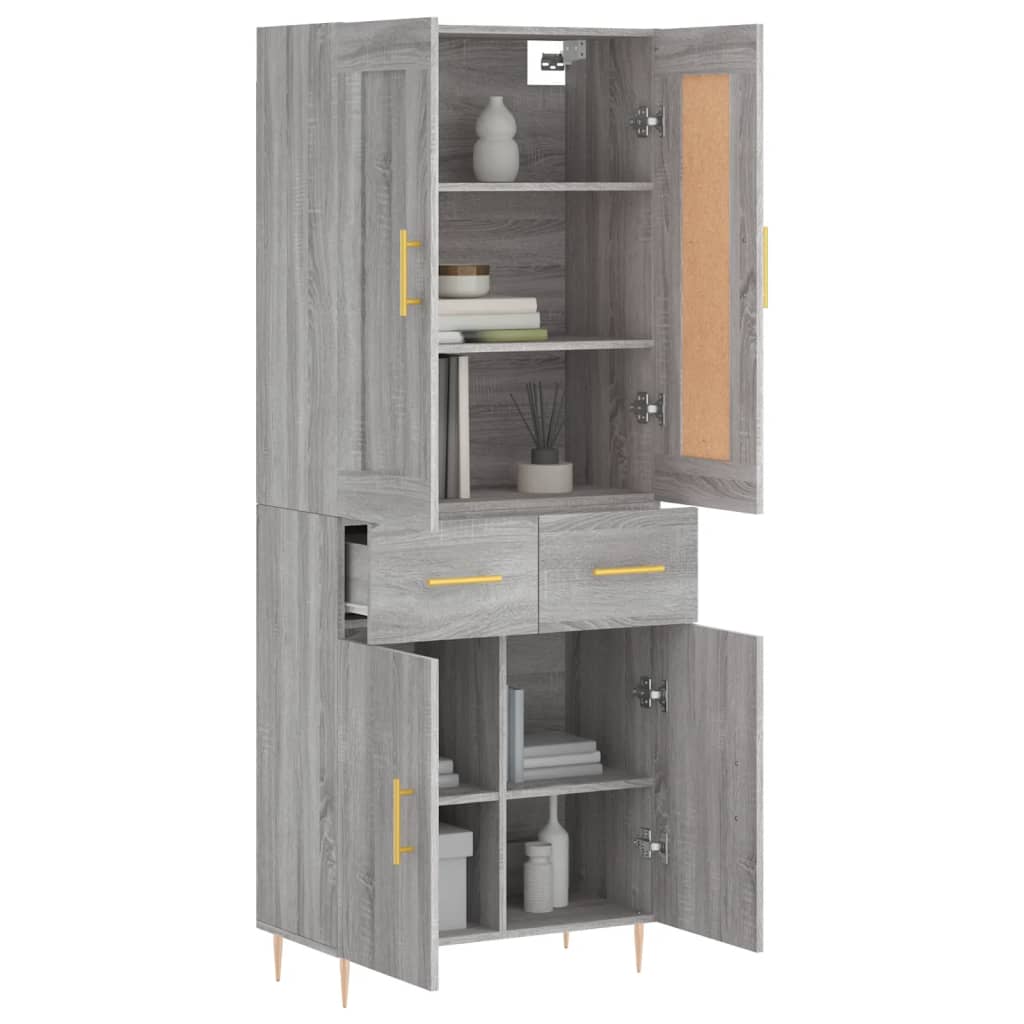 Buffet haut Sonoma gris 69,5x34x180 cm Bois d'ingénierie - XIOS