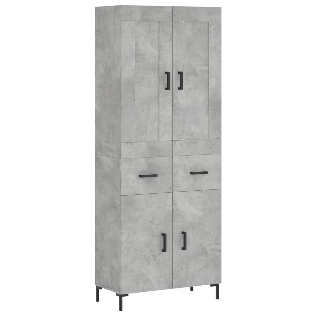 Buffet haut Gris béton 69,5x34x180 cm Bois d'ingénierie - XIOS