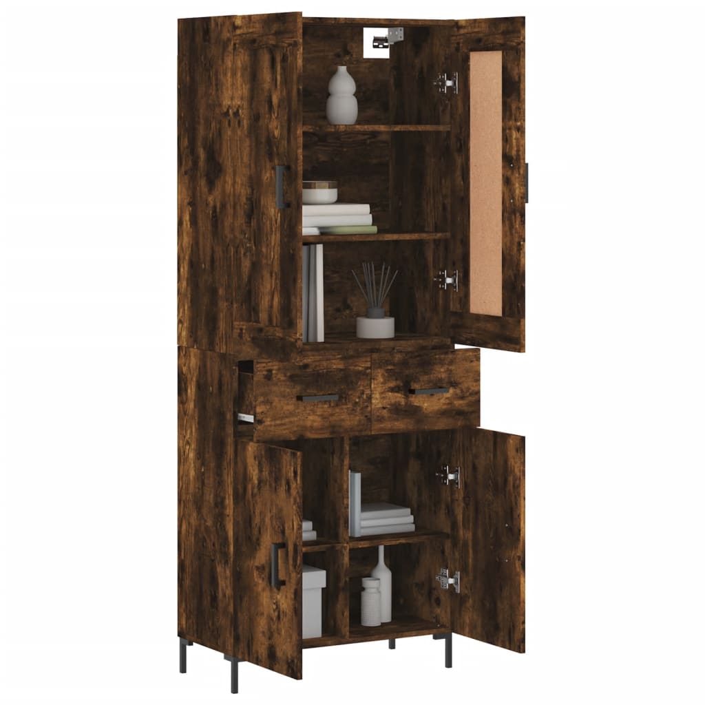 Buffet haut Chêne fumé 69,5x34x180 cm Bois d'ingénierie - XIOS