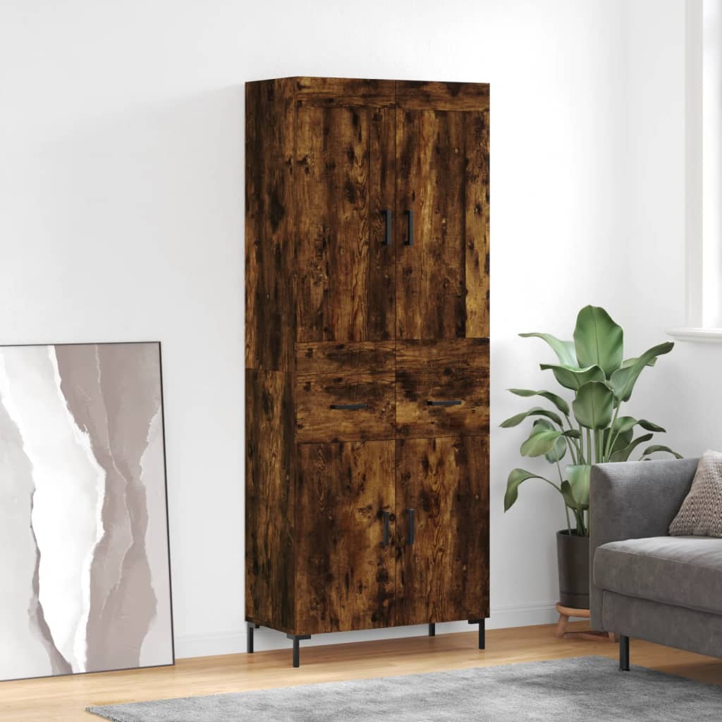 Buffet haut Chêne fumé 69,5x34x180 cm Bois d'ingénierie - XIOS