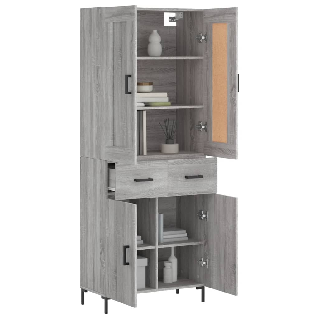 Buffet haut Sonoma gris 69,5x34x180 cm Bois d'ingénierie - XIOS