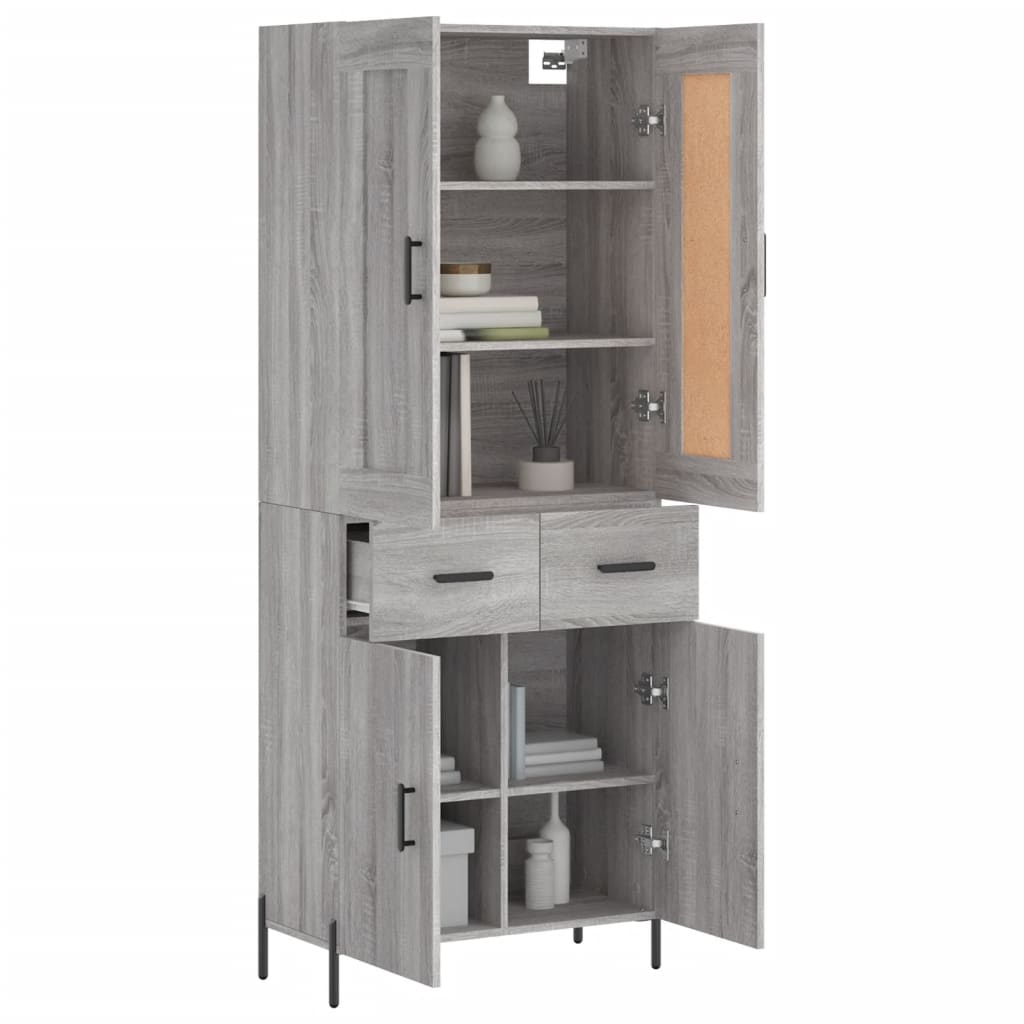 Buffet haut Sonoma gris 69,5x34x180 cm Bois d'ingénierie - XIOS