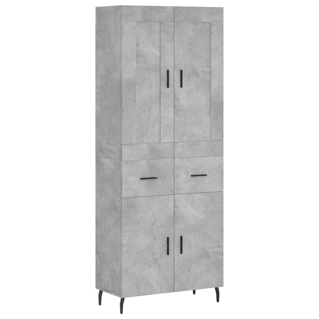 Buffet haut Gris béton 69,5x34x180 cm Bois d'ingénierie - XIOS