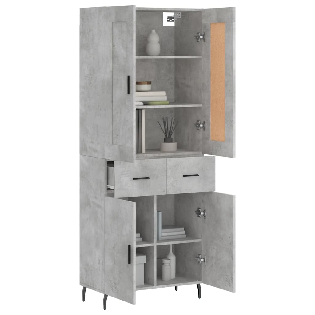Buffet haut Gris béton 69,5x34x180 cm Bois d'ingénierie - XIOS