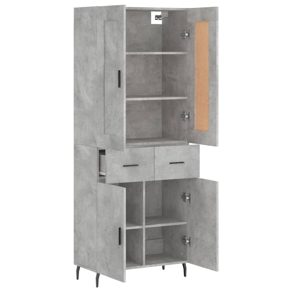 Buffet haut Gris béton 69,5x34x180 cm Bois d'ingénierie - XIOS