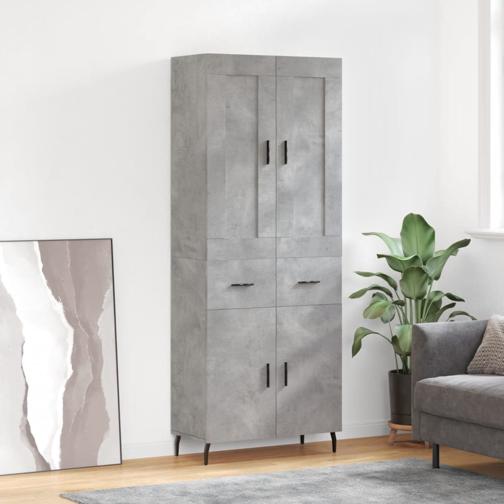 Buffet haut Gris béton 69,5x34x180 cm Bois d'ingénierie - XIOS