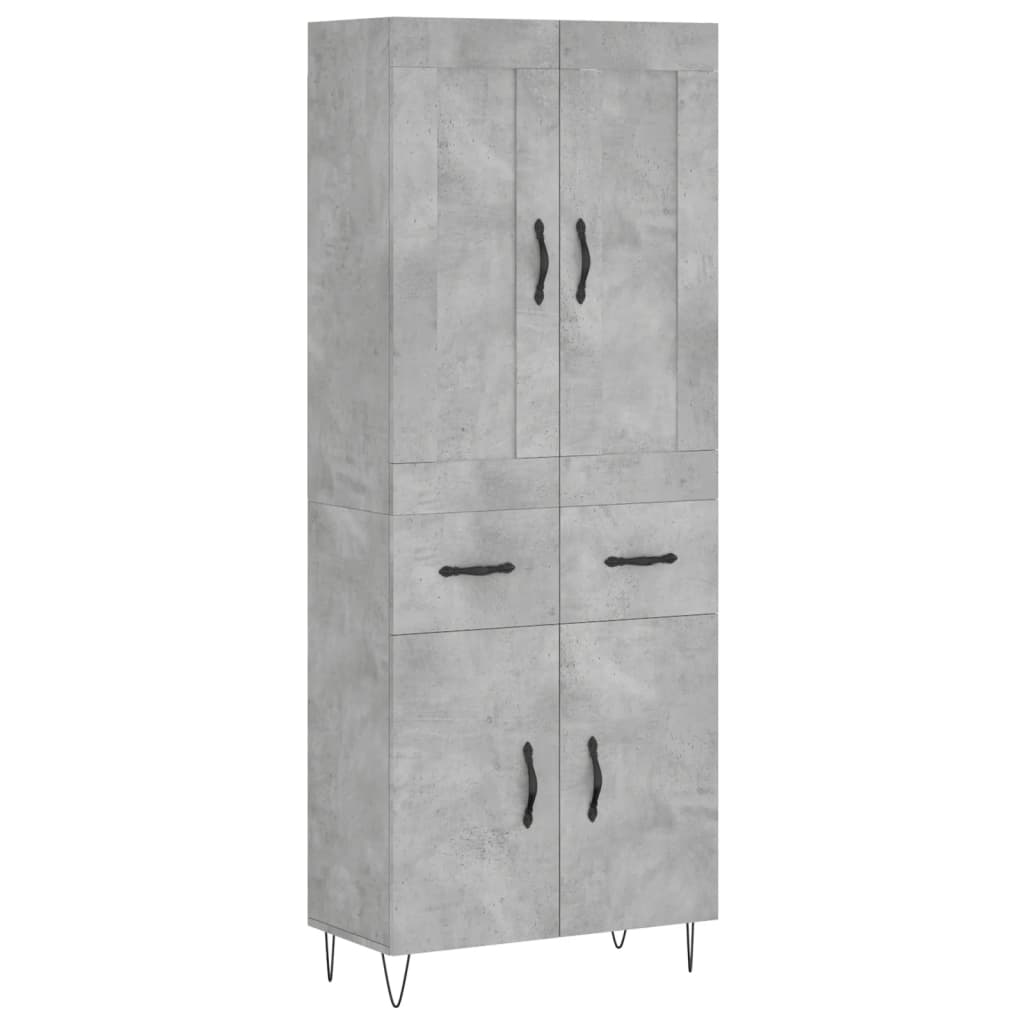 Buffet haut Gris béton 69,5x34x180 cm Bois d'ingénierie - XIOS
