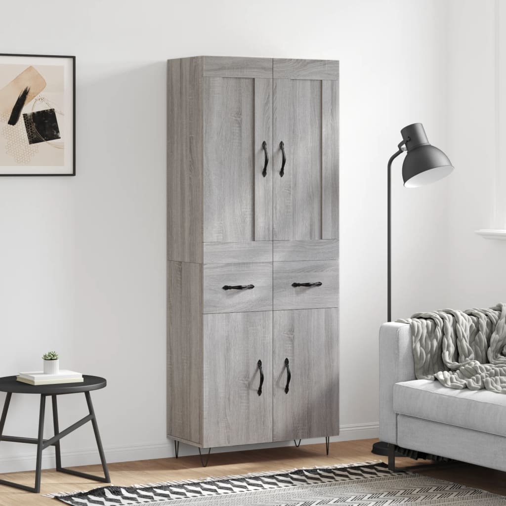 Buffet haut Sonoma gris 69,5x34x180 cm Bois d'ingénierie - XIOS
