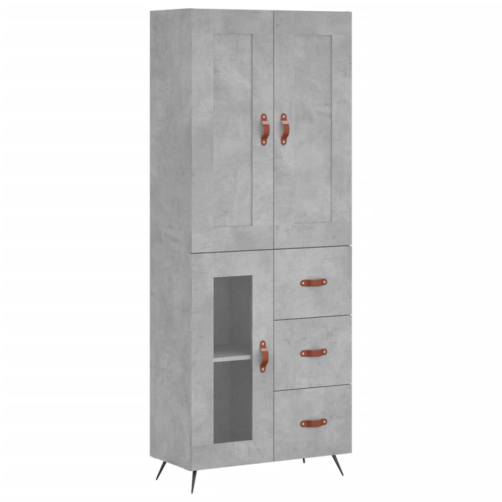 Buffet haut Gris béton 69,5x34x180 cm Bois d'ingénierie - XIOS