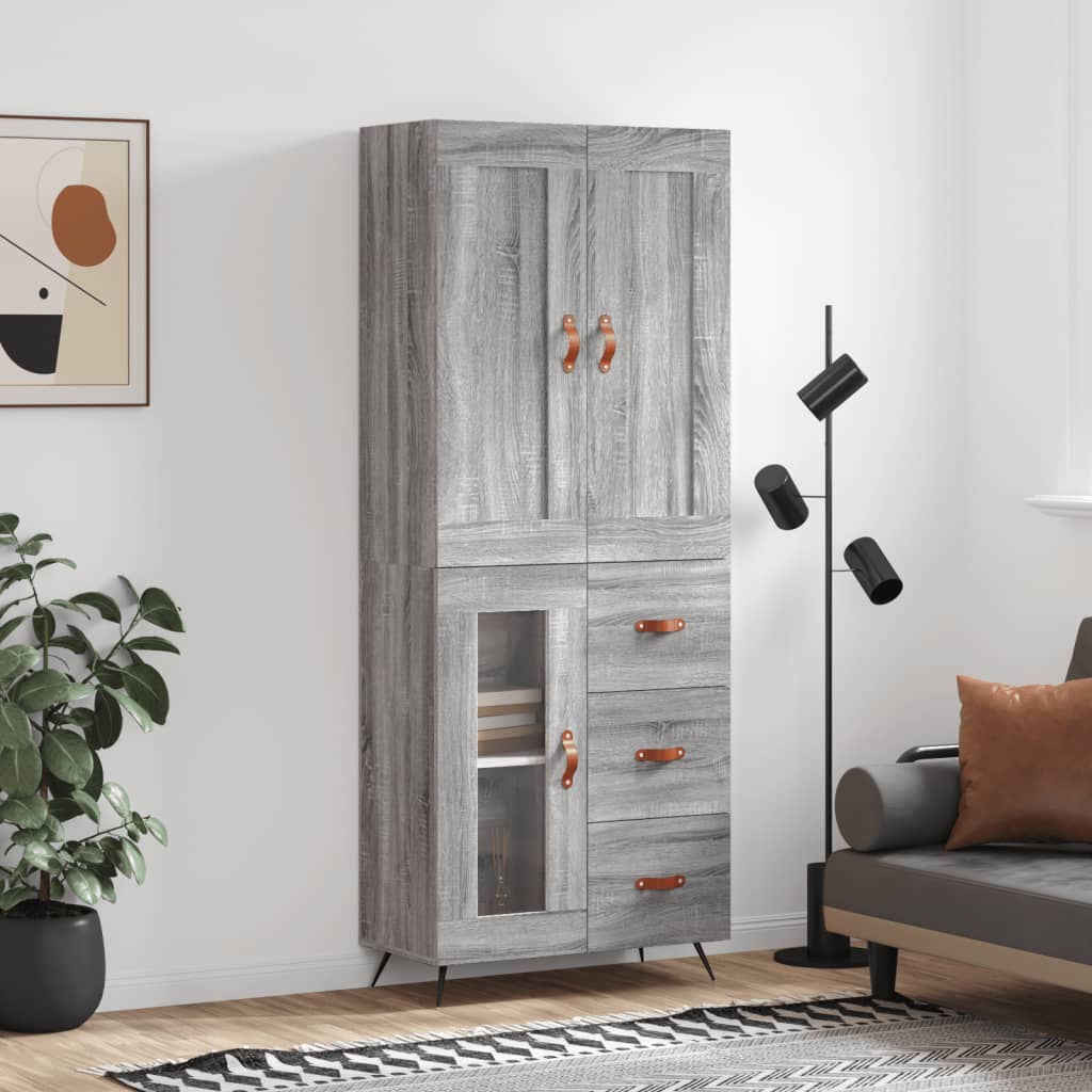 Buffet haut Sonoma gris 69,5x34x180 cm Bois d'ingénierie - XIOS