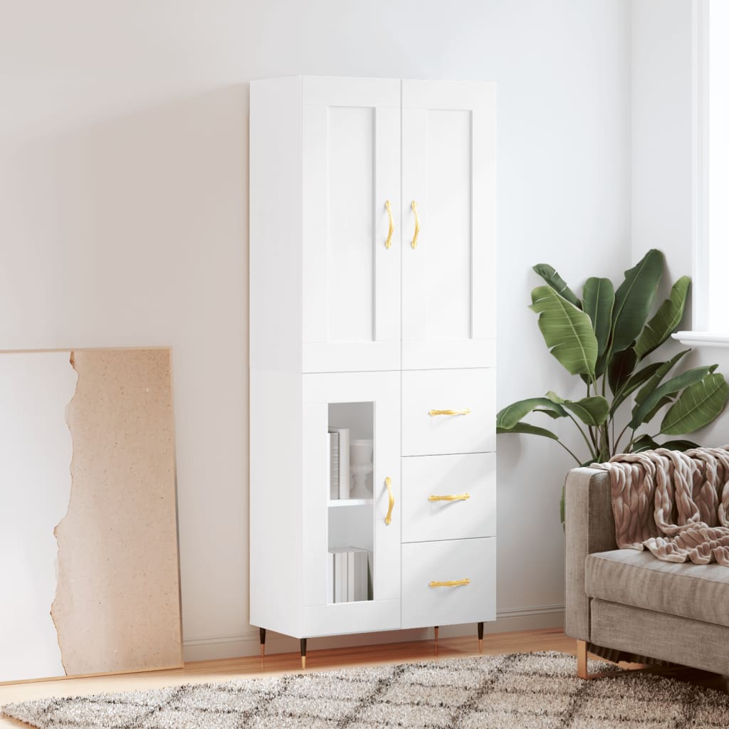 Buffet haut Blanc 69,5x34x180 cm Bois d'ingénierie - XIOS