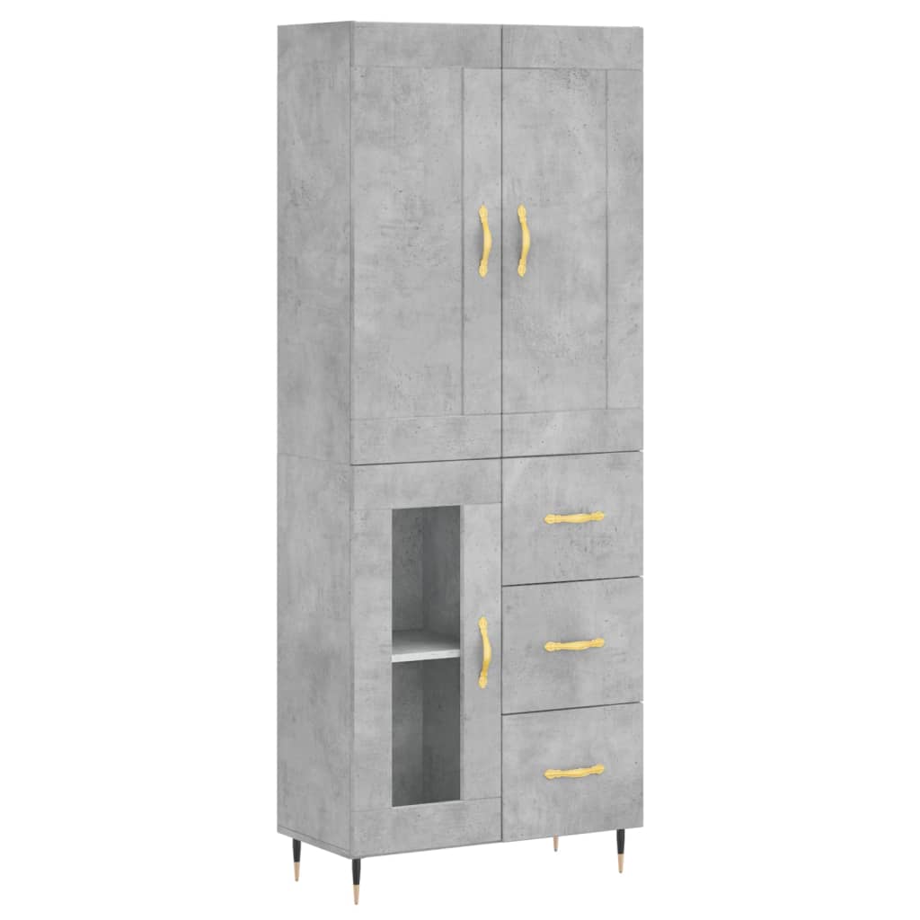 Buffet haut Gris béton 69,5x34x180 cm Bois d'ingénierie - XIOS
