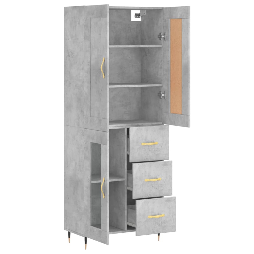 Buffet haut Gris béton 69,5x34x180 cm Bois d'ingénierie - XIOS